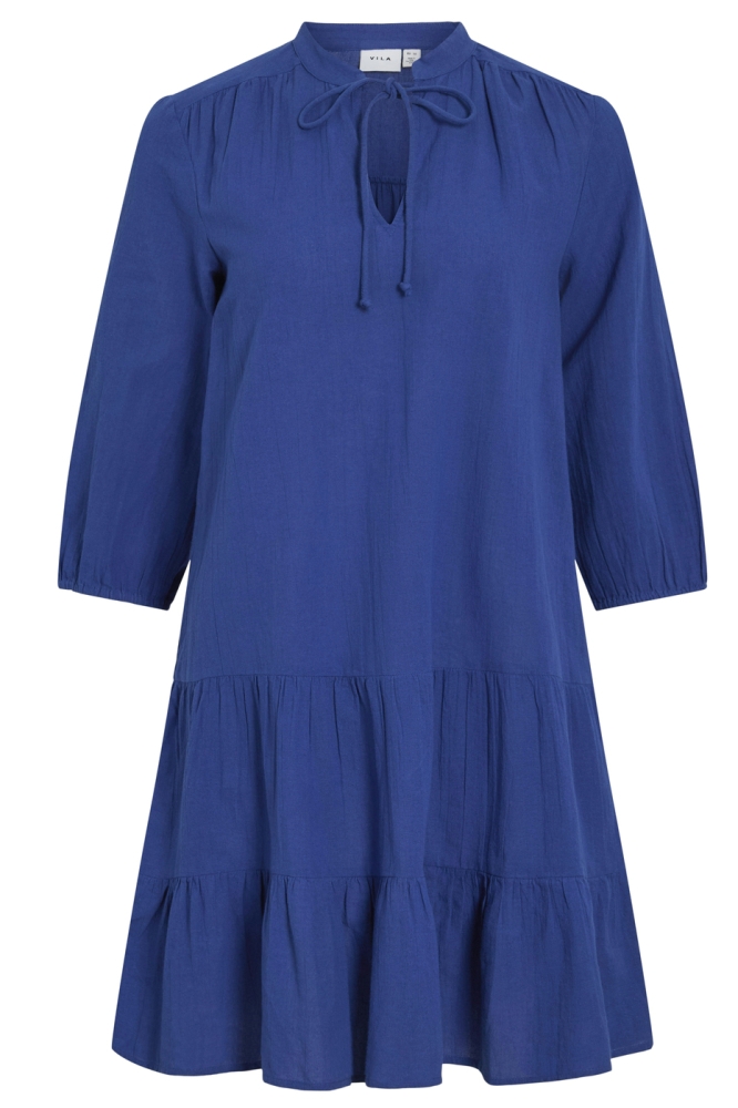 VIPETRA V-NECK 3/4 SHORT DRESS/TES 14109524 MAZARINE BLUE